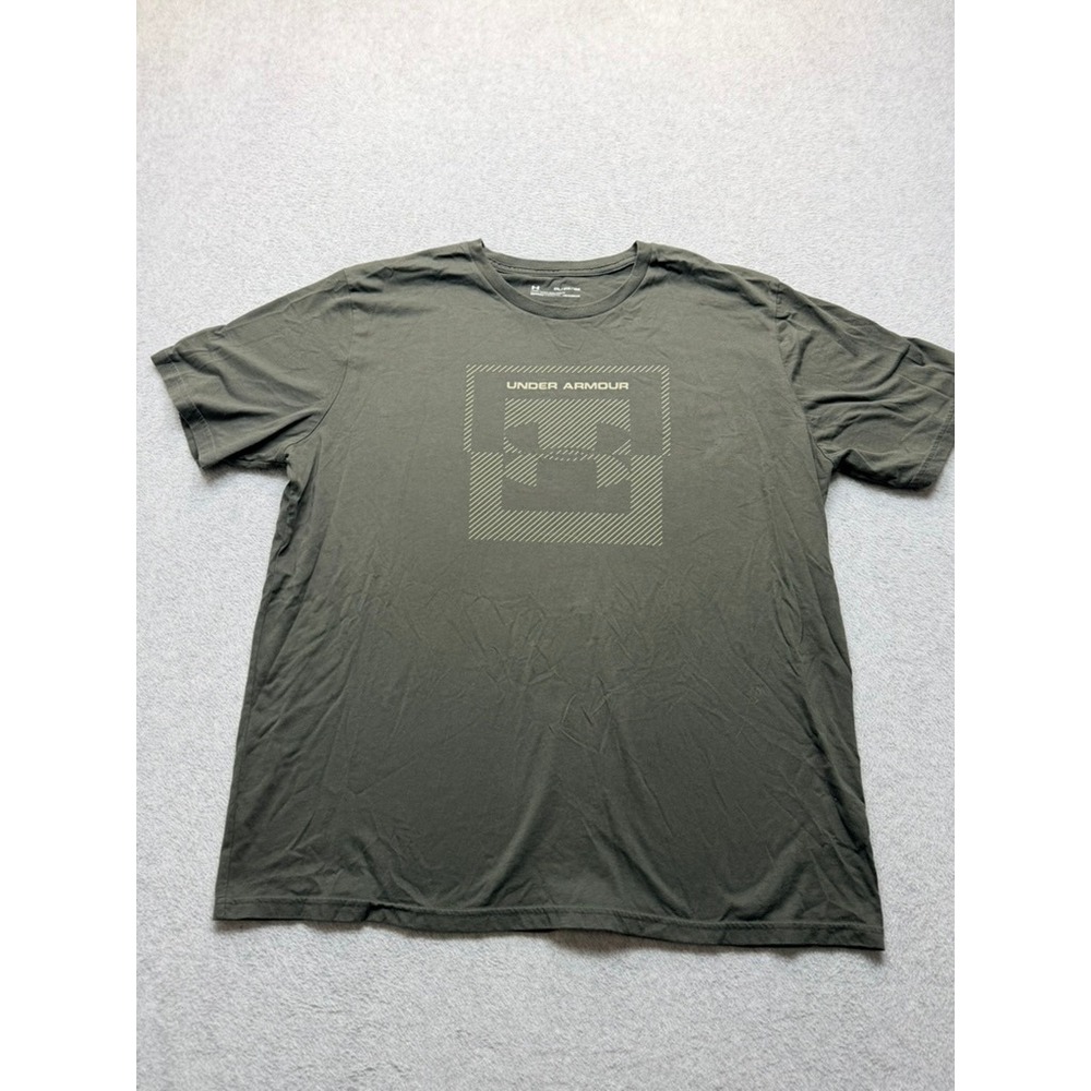 Under Armour Mens HeatGear Graphic T-Shirt Olive Green Loose Fit 2XL